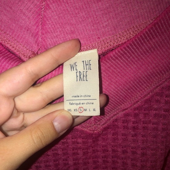 Free People South Side Hot Pink Thermal V Neck - Picture 6 of 8